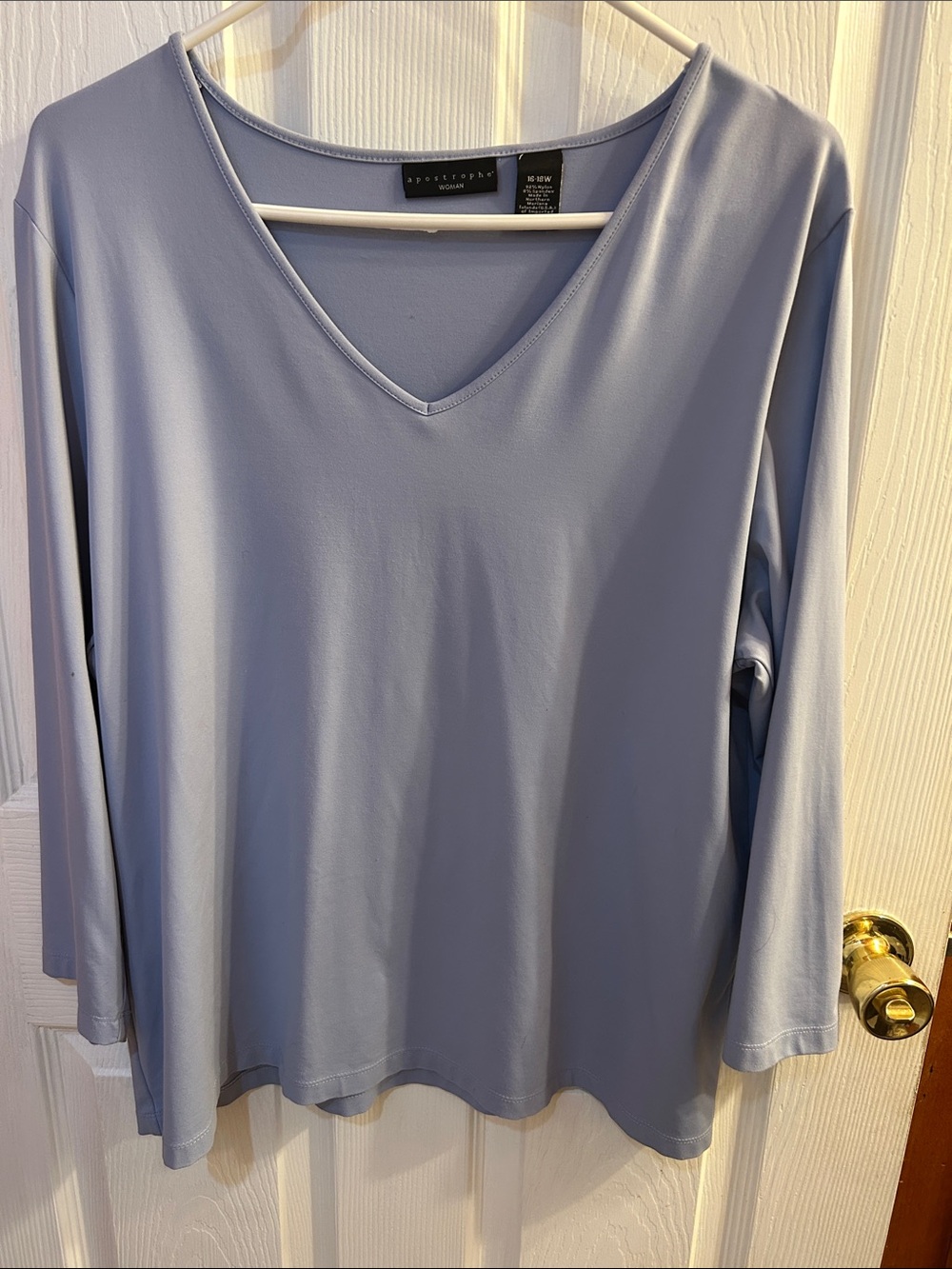 Apostrophe Soft Light Blue V-Neck Long Sleeve Top